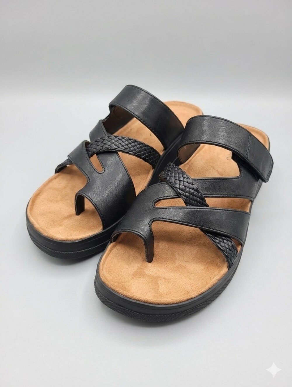 Black Strappy Slide Sandals with Braided Detail- Baretraps Felicitie Size 6.5 M - Picture 4 of 10